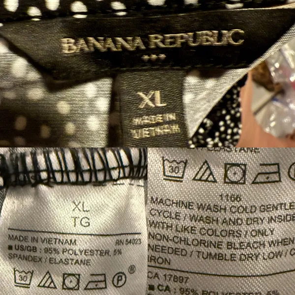 Banana Republic Womens Shirt Blouse Black White Dot Long Sleeve Stretch Size XL - Image 9