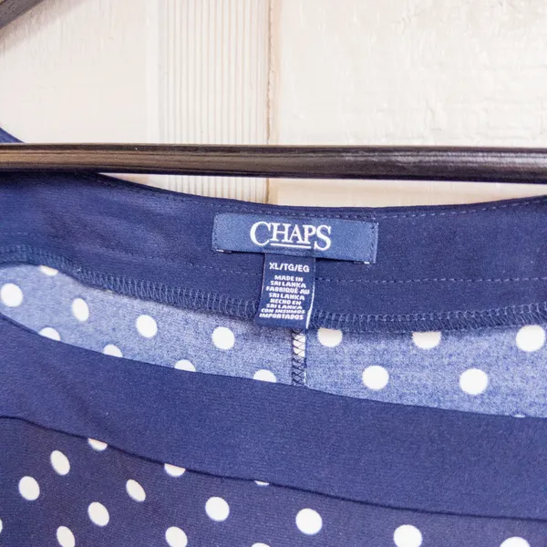 CHAPS Navy and White Polka-Dot Dress - Image 2
