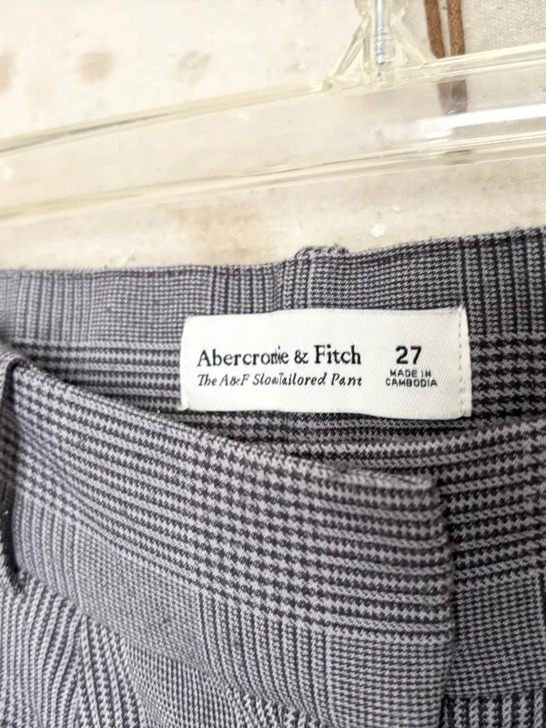 Abercrombie & Fitch Sloane Tailored Wide Leg Pleated Pants, Checkered Plaid - Image 3
