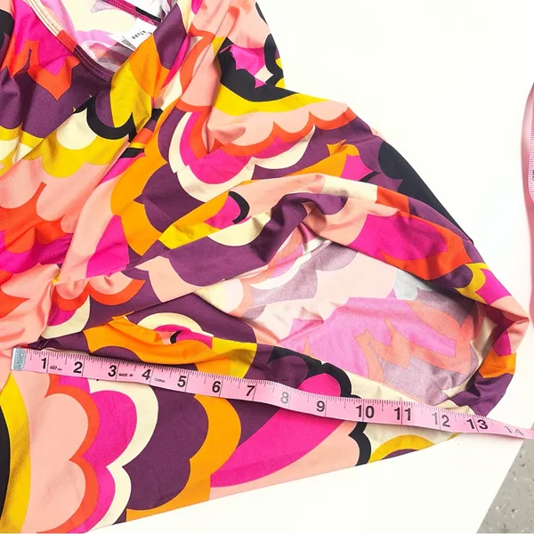 Imperfect Trina Turk retro‎ floral caftan tunic dress xs swim cover resort dress - Image 13