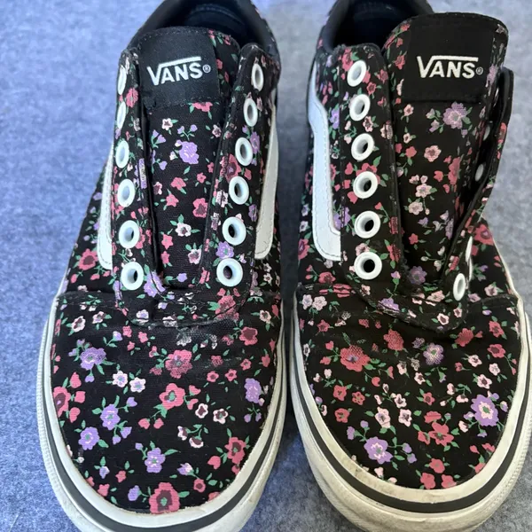 Vans Ward lo sneaker black floral print size 7 women - Image 7