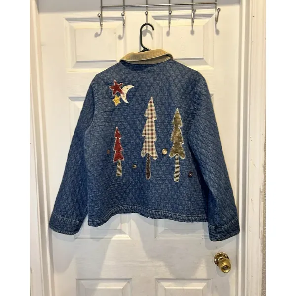 Don't Mess With Texas Quilted Denim Barn‎ Jacket XL Blue Patchwork Corduroy XL - Image 7