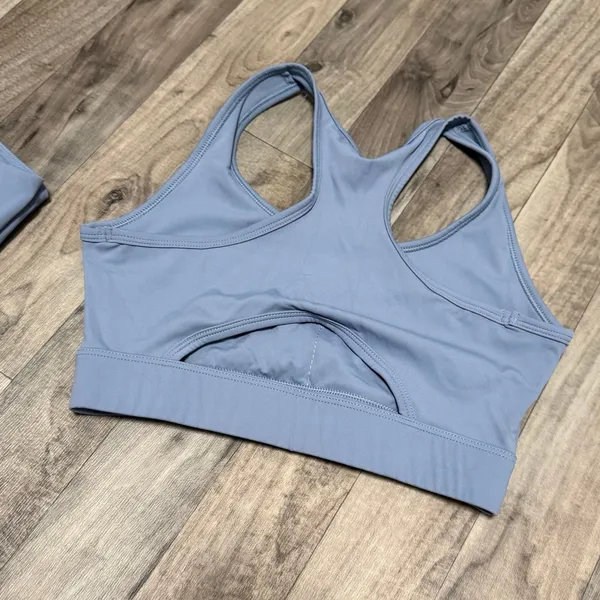 Mura Boutique Dusty blue sports bra + leggings workout set - Image 4