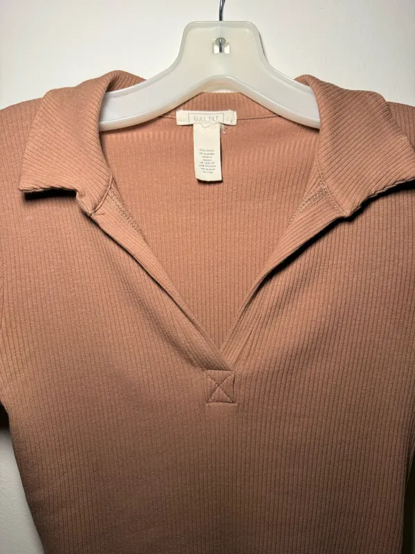 brown ribbed polo-style mini dress Golf Full Tilt Collared Women’s Small - Image 3