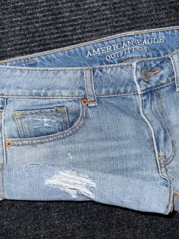 American Eagle VTG Y2K Low Rise Micro Mini Jean Booty Shorts Sz 6 Grunge Preppy - Image 4