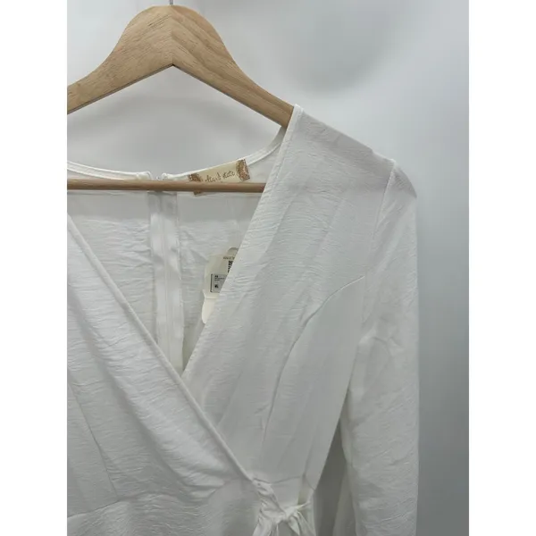 Altar'd State Womens S White‎ Wrap Mini Dress Ruffle Long Sleeve Bridal NWT - Image 6