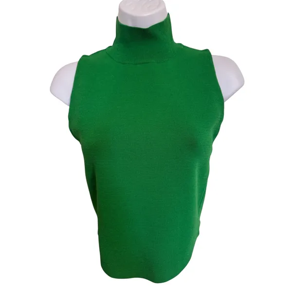HOUSE OF HARLOW 1960‎ Kelly Green Mock Neck Ribbed Knit Top NWOT Size Small - Image 2