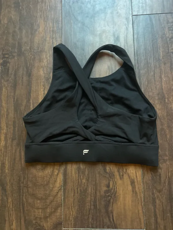 Black Fabletics sports bra with criss-cross back #activewear #fitness - Image 2