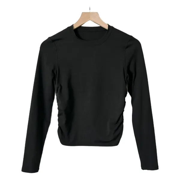 Vuori Long Sleeve Halo Ruched Performance Tee Black Heather Size Medium VW1173 - Image 2
