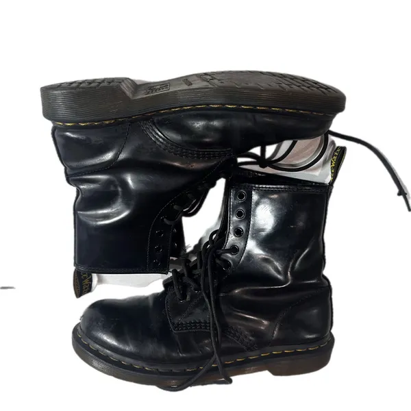 Dr. Martens 8-Eye Black Leather Lace-Up Combat Boots UK 6 US Women 8 - Image 4
