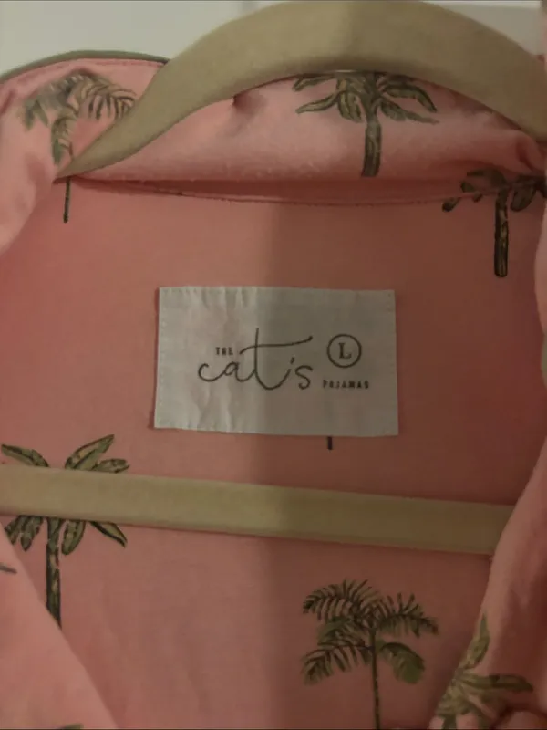 Soft Pink Palm Print Kids Pajama Set - Image 3