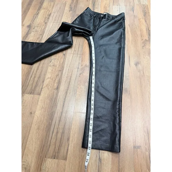 Wilfred Women's Size 0 Black Faux Leather High Rise Straight Leg Pants - Image 8