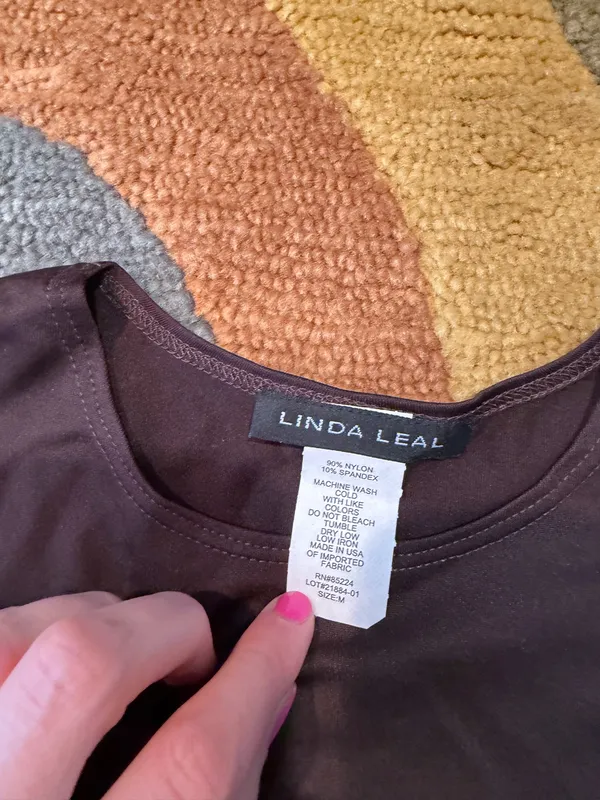 NWT Linda Leal Brown Basic Classic Tank Top Nylon / spandex Women’s Size Medium - Image 2