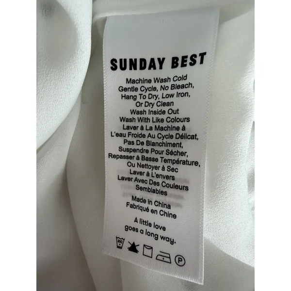 Aritzia Sunday Best Savoy Wrap Dress White Black Heart Print Ruffle Mini Size 6 - Image 7