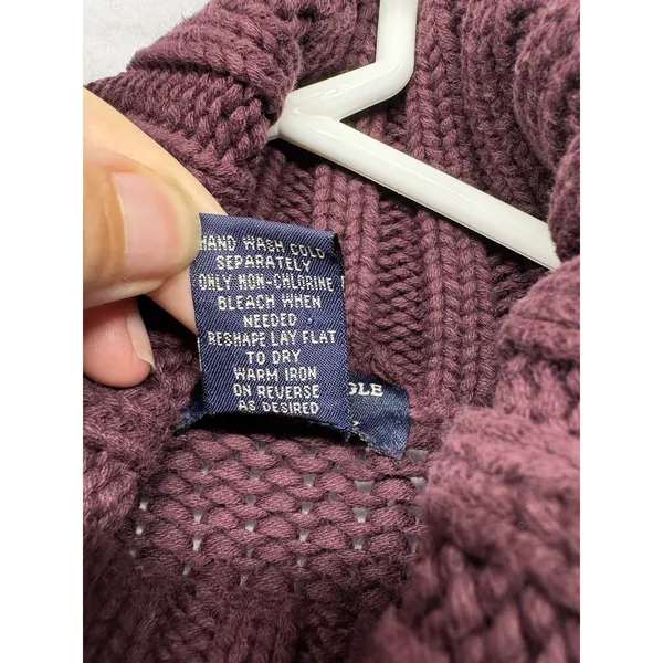 American Eagle Outfitters Plum Chunky Cable Knit Turtleneck Sweater Size Medium - Image 3