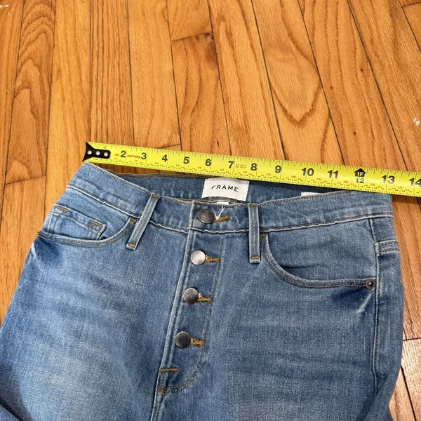 Frame Ali Wide Leg Crop Exposed Button Fly Jean‎ in Yorkshire Blue Size 26 - Image 7