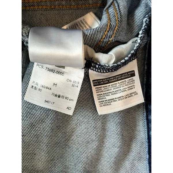 Levi's Hybrid Original Denim Sweatshirt Hoodie Trucker Jacket Medium Blue Gray - Image 12