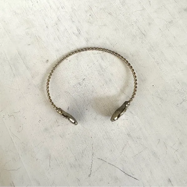 Gold tone rhinestone open bangle bracelet - Image 3