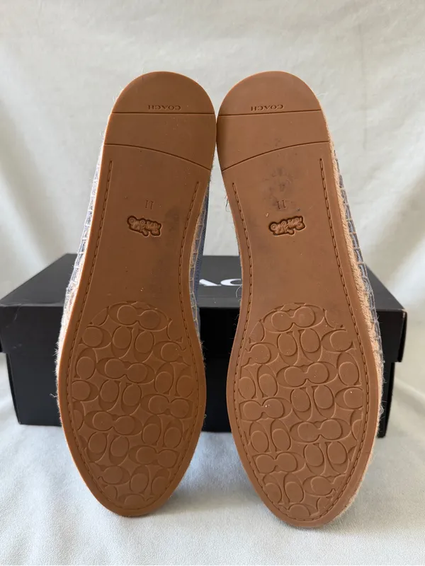 Coach Women's Carson Signature Jacquard Espadrille Loafers Lather Blue Size 11B - Image 9