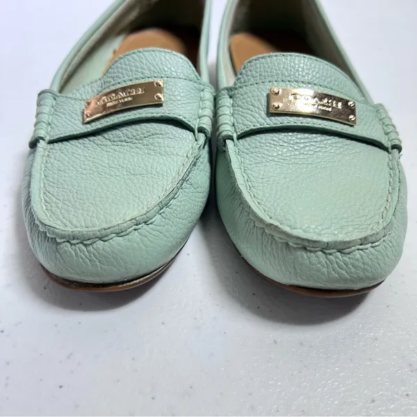 Coach Fredrica Aqua Blue Leather Driving Loafers - Image 3