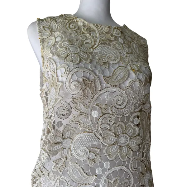 Endless Rose Sheer Cream Lace & Shiny Gold Tank Top - Image 5