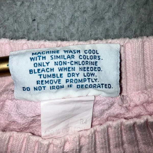 Vintage Pastel Sweatshirt Women‎ XL 90s Textured Grandma Coquette Pink Retro Y2K - Image 6
