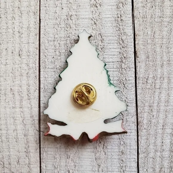 Vintage Christmas Tree Brooch Pin Gold‎ Garland Gingerbread Moon Star - Image 3