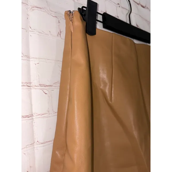 Abercrombie & Fitch Tan Vegan Leather Mini Skort High Waisted Brown Size M - Image 5
