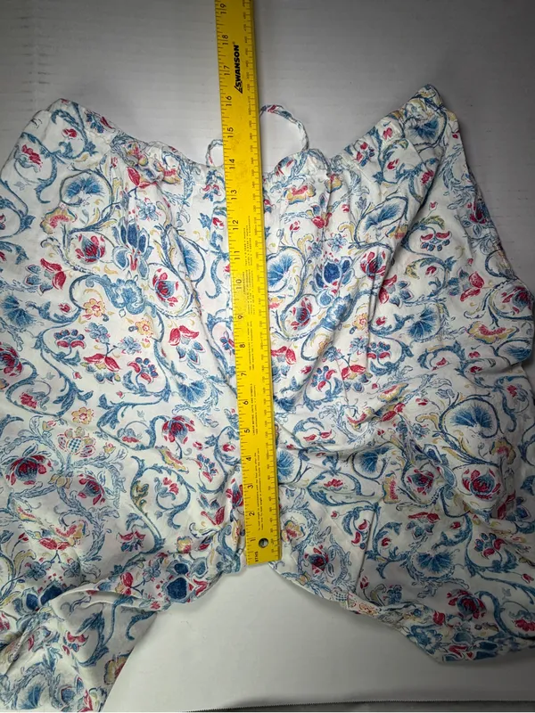 Lauren Ralph Lauren White Floral Paisley Pajama Set with Blue and Red Accents - Image 9