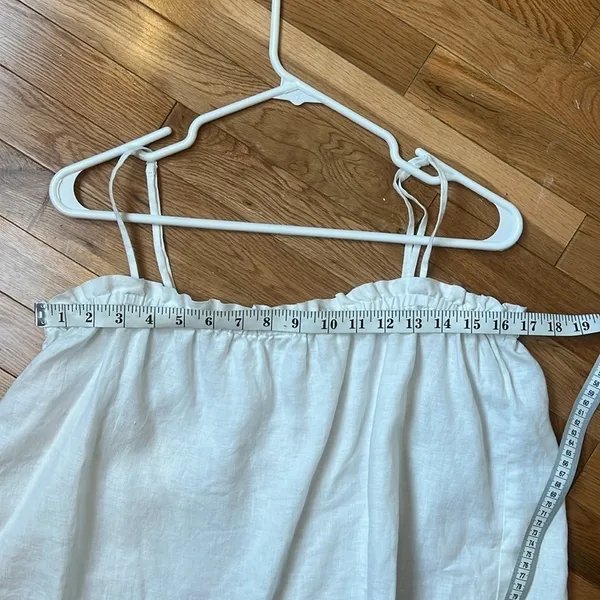 Aritzia Wilfred Vermeer Linen Babydoll Camisole White Ruffle Tank Top L - Image 10