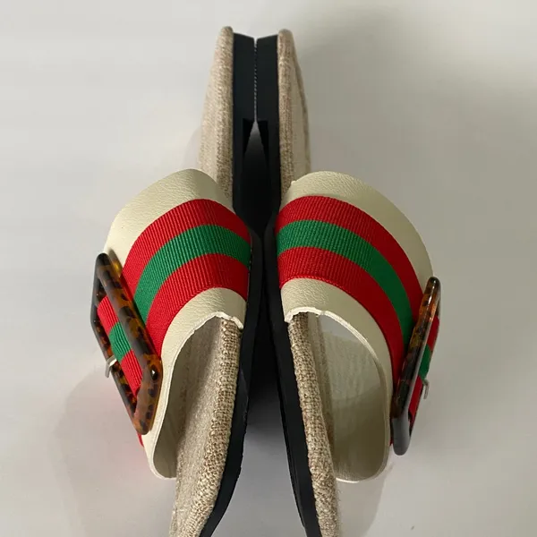Stylish Red and Green Striped Sandals - Image 3