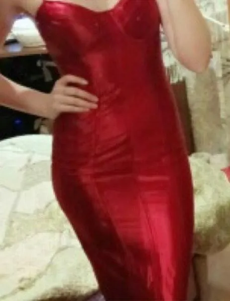 Red bodycon bustier dress midi small knee party - Image 4