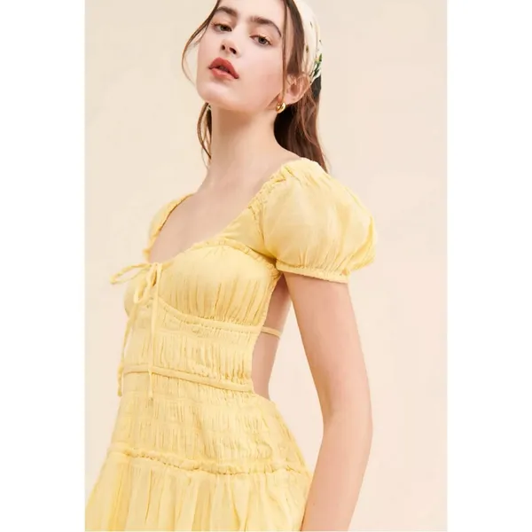 Free People Feeling Bonita Midi Maxi Dress in Yellow Size Medium Romantic Dainty - Image 12