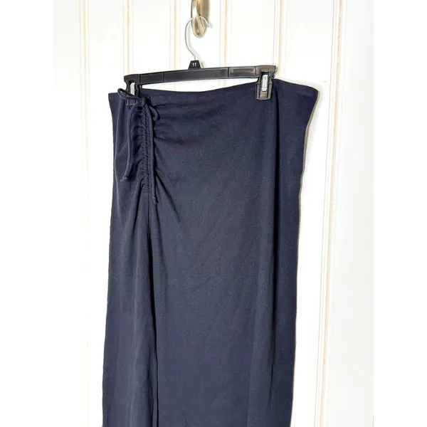 Aerie Women Black Beachwalk Ribbed Ruched Side Slit Midi Skirt XL NWT - Image 5