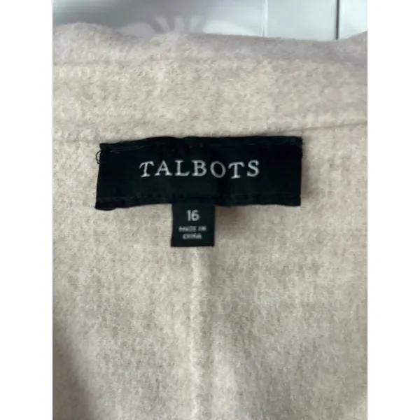 Talbots Womens 16 Wool Blend Blazer Jacket Oatmeal Beige Two Button Professional - Image 4