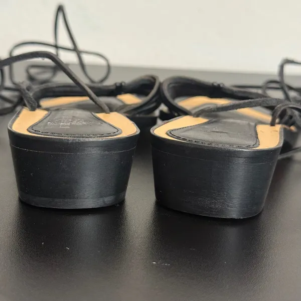 Kenneth Cole Black Leather Lace Up Gladiator Sandals Womens 35 Strappy Italy - Image 12