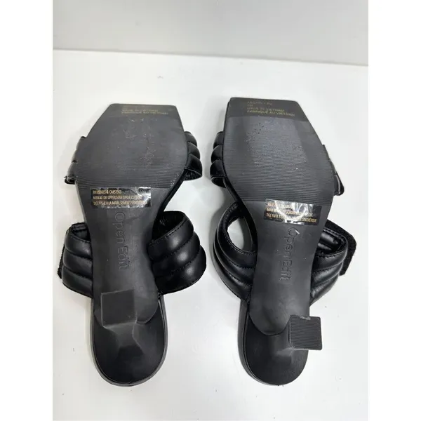 Abound Shoes Womens Size 6 Qarly Heeled Black Square Toe Slip‎ On Sandals - Image 7