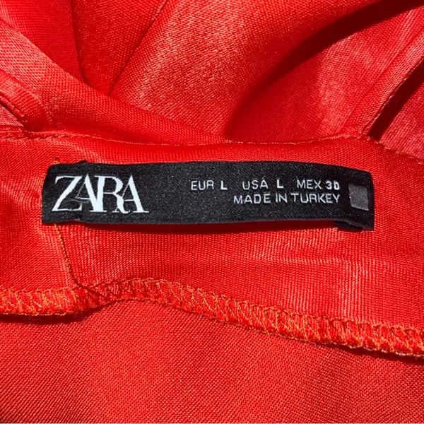 Zara Women’s Bright Orange Chemise Silky Satin Summer Slip Dress-Size L - Image 7