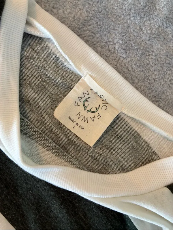 Women’s Fantastic Fawn Striped Crewneck Blouse - Black & White Size Large - Image 2