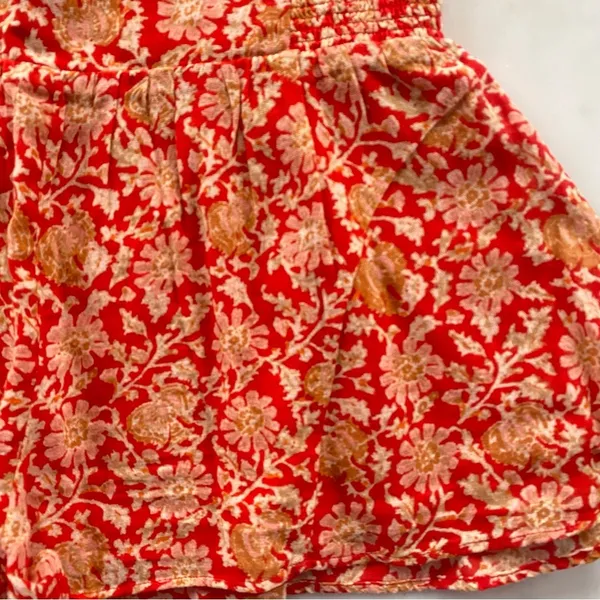Free People Say It's So Cotton Ruffle Shorts Red Floral Combo Boho Size Small - Image 6