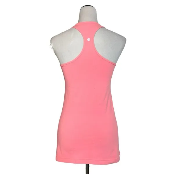 Lululemon Racetrack Tank Top No Size Pink Coral Bright Waist Length Workout Gym - Image 3