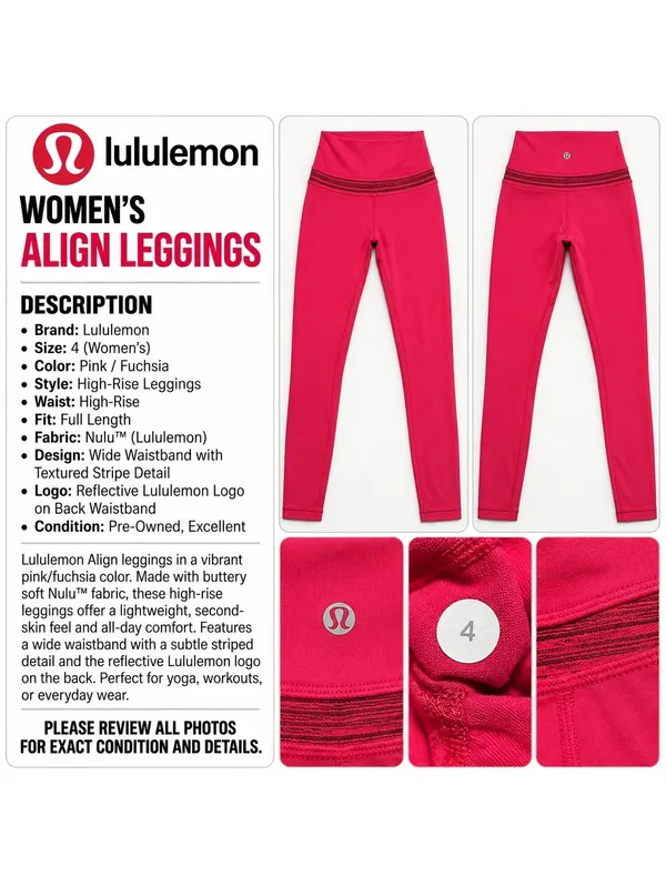 Lululemon High-Rise Red Leggings Size 4 - Image 2