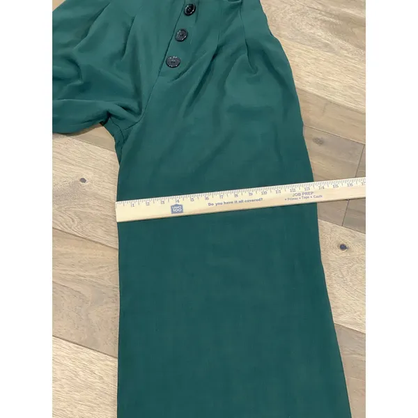 Jealous Tomato Green High Waist Wide Leg Pants Front Button Detail Pleated Sz L - Image 7
