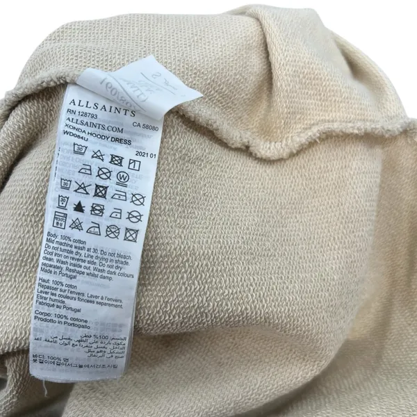 AllSaints Xonda Hoodie Dress Sweatshirt Zip‎ 1/4 Zip Beige Cream Size Small - Image 15