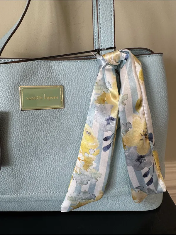 Nanette Lepore Kassandra Triple Section Shoulder Bag with Scarf Ice Blue NWT - Image 2