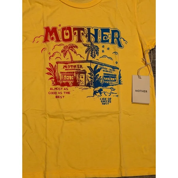 Mother The Boxy Goodie Goodie Yellow‎ Graphic T-Shirt Almost As Good As Best XS - Image 5