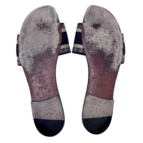 CHRISTIAN DIOR Dway Navy Blue Slide Sandal Embroidered Logo EU 40.5 US 10.5 - Image 11