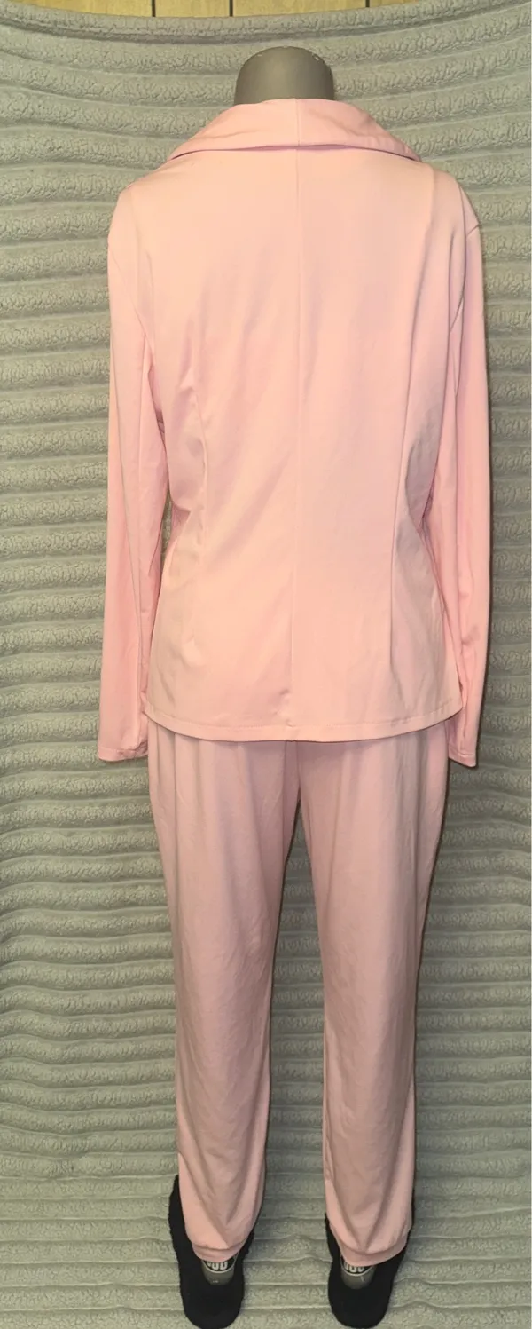 Women’s Pink Blazer & Pants Matching Set Size Medium - Image 6