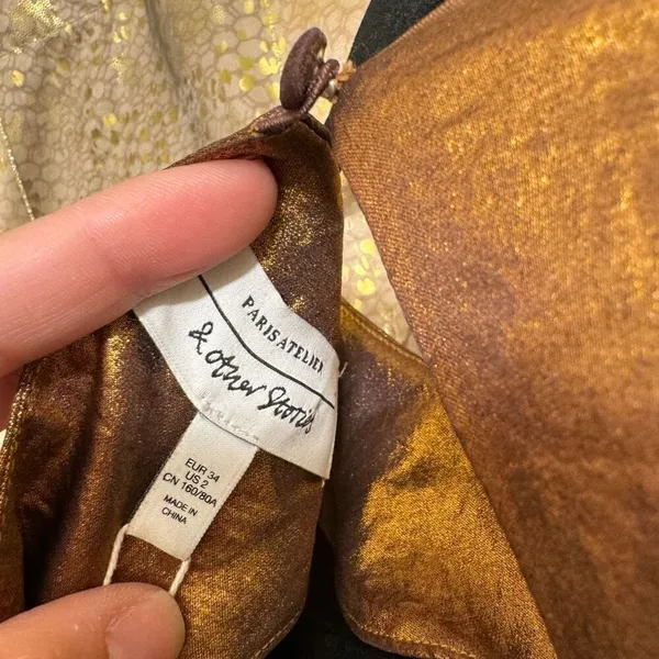 & Other Stories Metallic Shiny Satin Bronze Gold‎ Mini Dress Size 2 NWT - Image 6