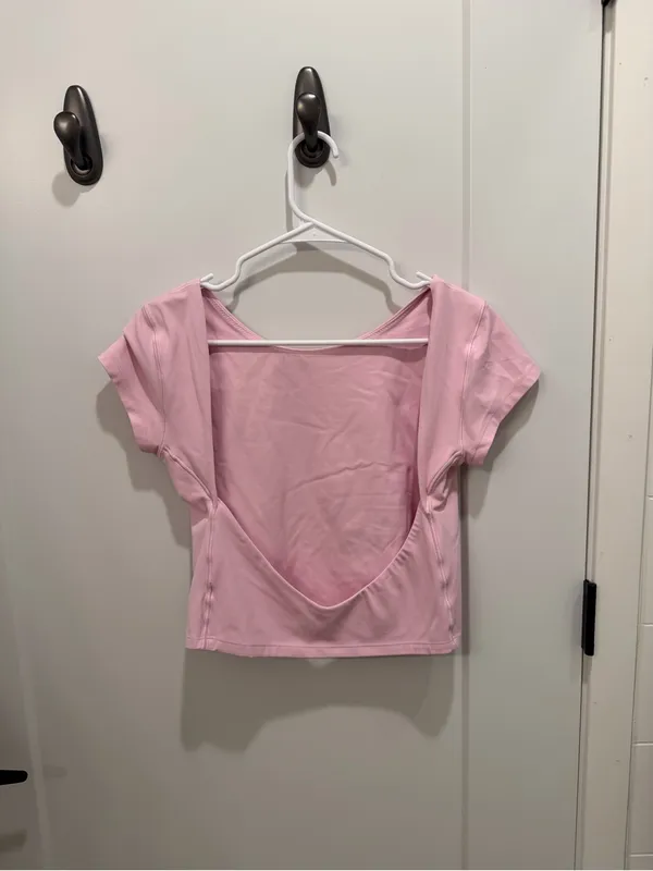 Pink Short Sleeve Women's Top - Image 2